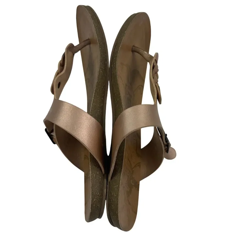 Blowfish Malibu Greco Rose Gold Champagne Braided Comfort Sandals Women's Size 8